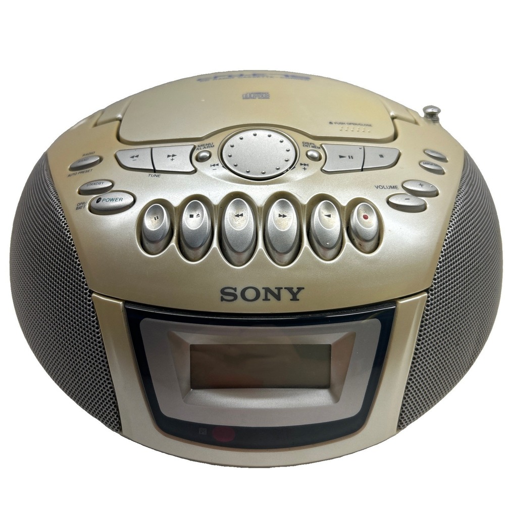 Sony CFD-E75 Boombox CD Player AM/FM Radio Cassette Tested w Power Cord ‼️READ
